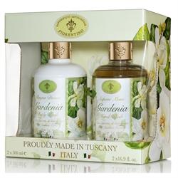 Fiorentino Toscana Gardenia Gavesæt  Flydende Håndsæbe Gardenia 500 ml  + Body Wash Gardenia 500 ml